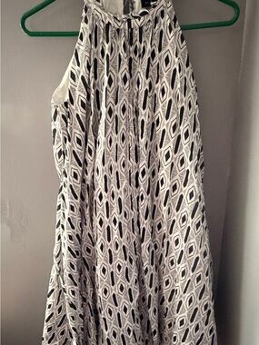 Banana Republic Black and White Geometric Halter Dress